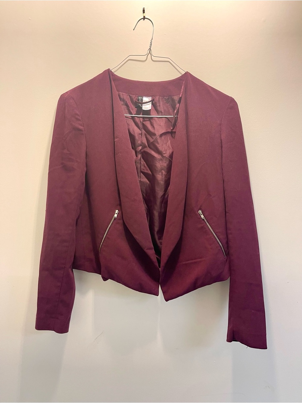 Maroon Open-Front Blazer Jacket